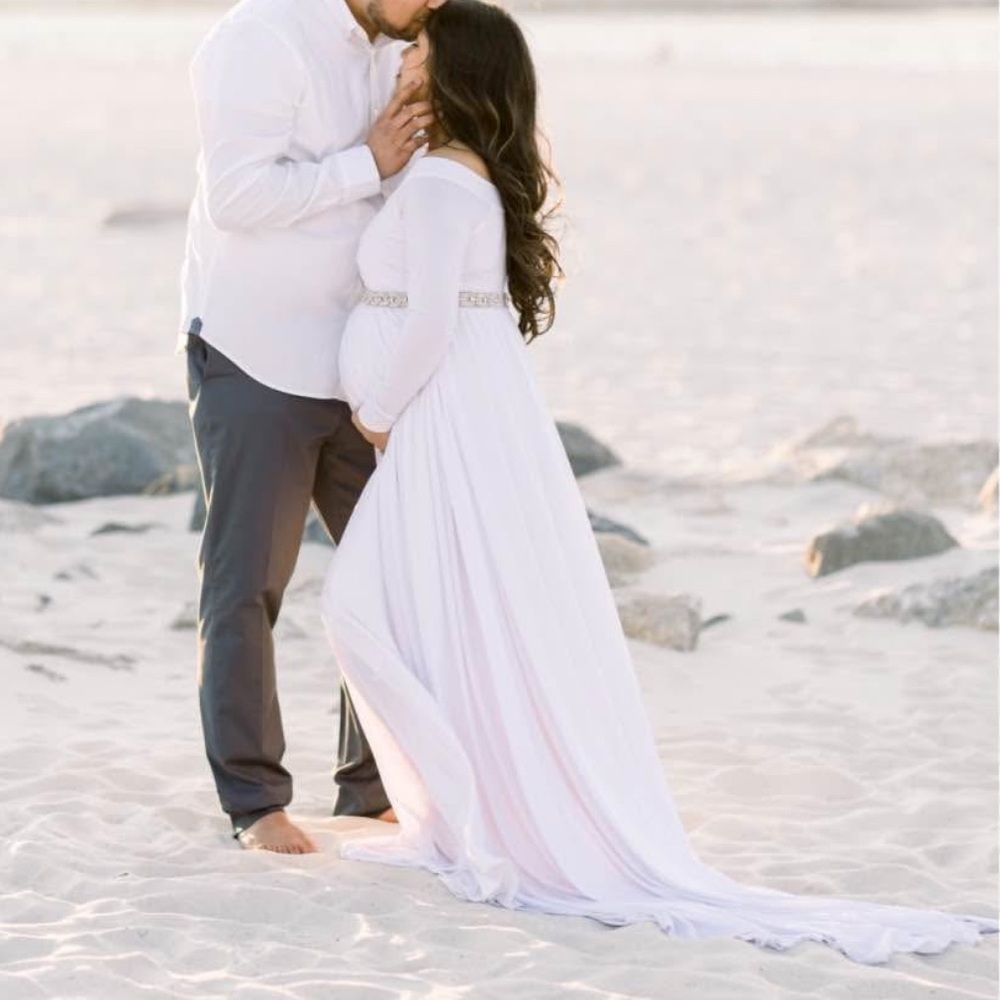 Elegant White Maternity Gown